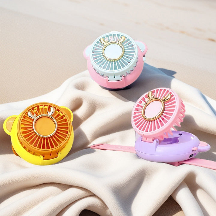 Women's Portable Mini Fan with Integrated Mirror and Spray Function Bowlift