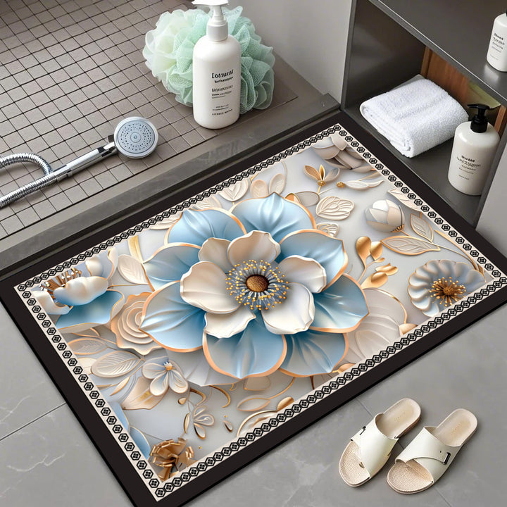 Floral Patterned Bath Mat Bowlift