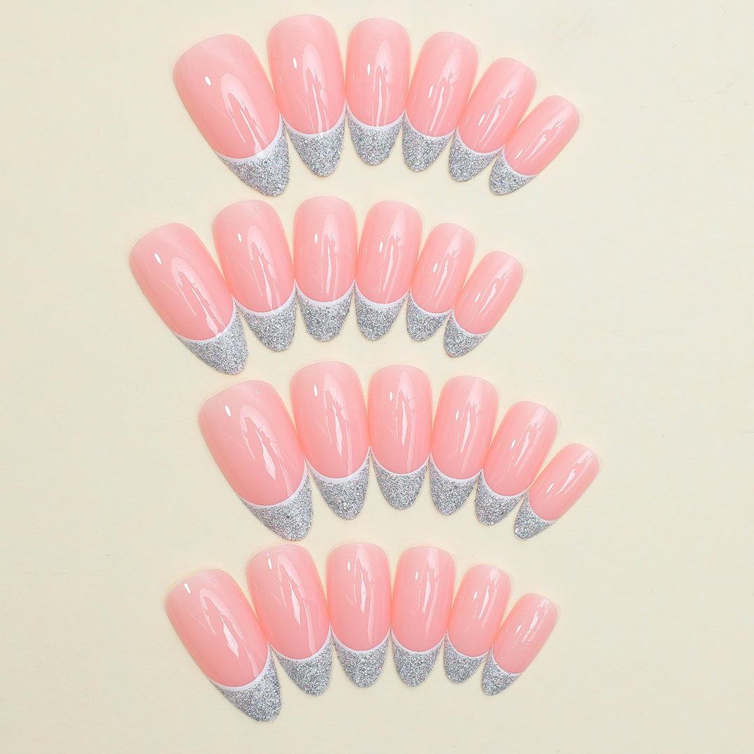 Elegant French Tip Press-On Nail Set Bowlift