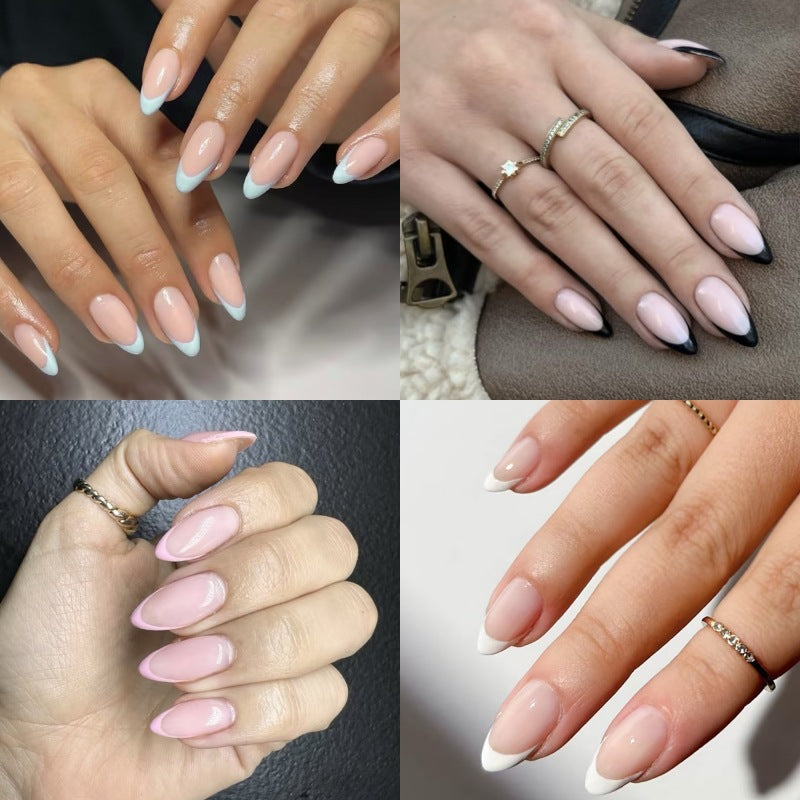 Elegant French Tip Press-On Nail Set Bowlift