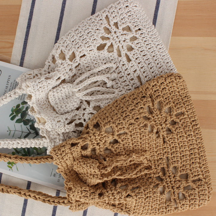 Handmade crochet shoulder bag with floral design Bowlift