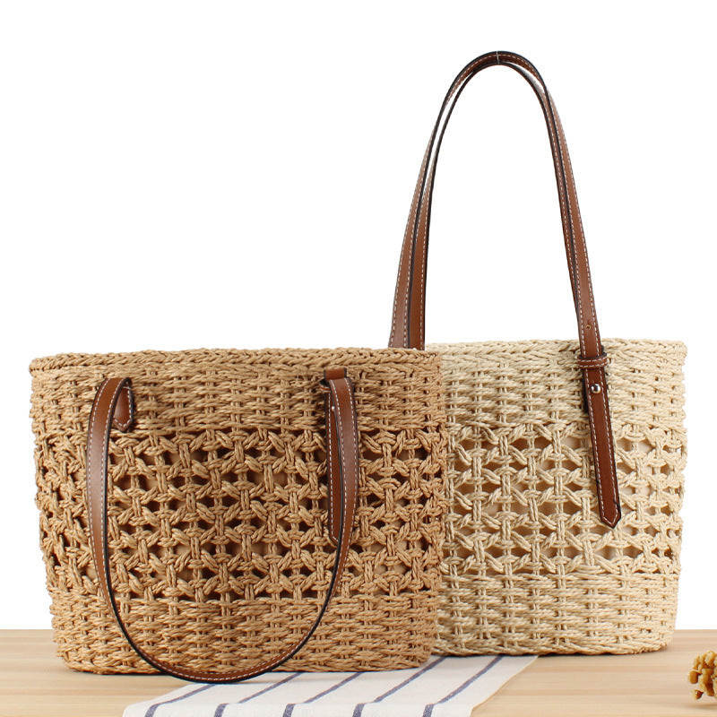 Handbag Made of Handwoven Braid with Sturdy Leather Handles Bowlift