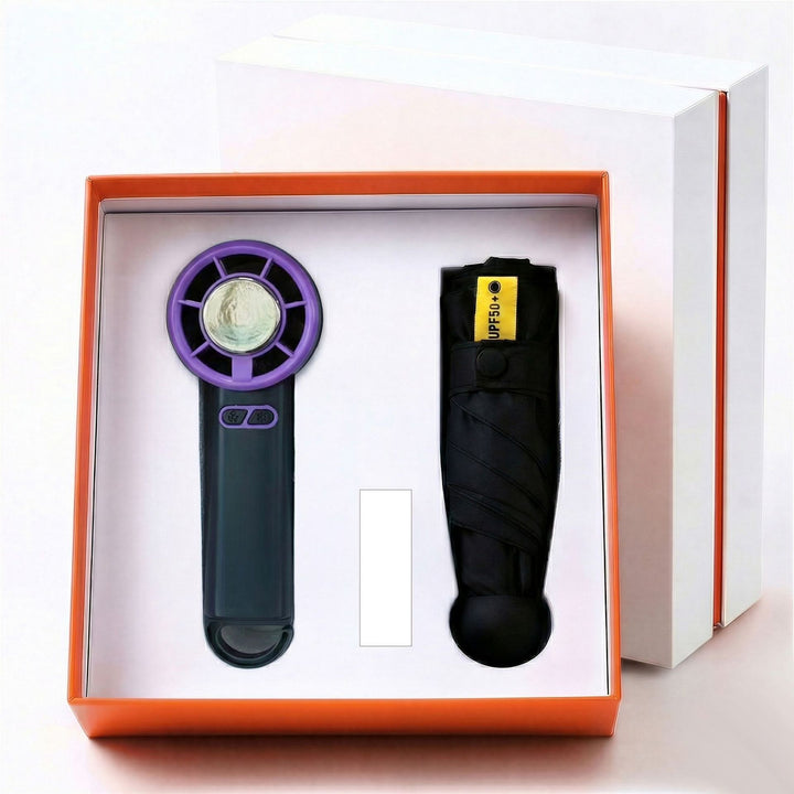 Ladies Multifunctional Set of Portable Fan and Umbrella Bowlift
