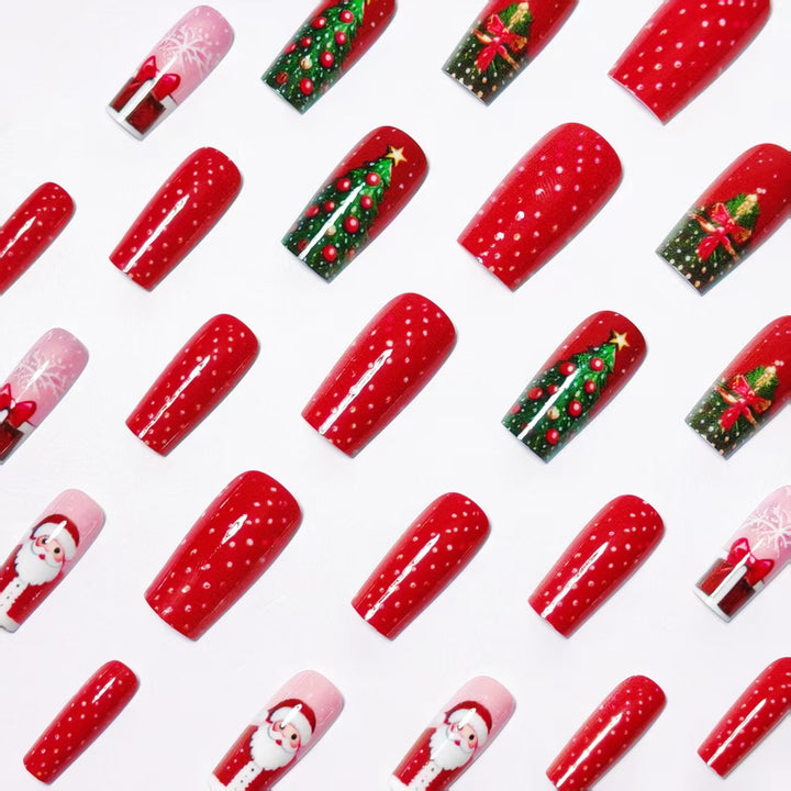 Christmas nail art with festive Santa and Christmas tree design Bowlift