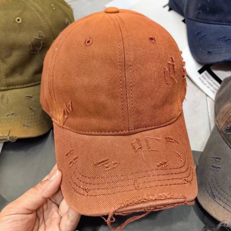 Men's Distressed Denim Baseball Cap Bowlift