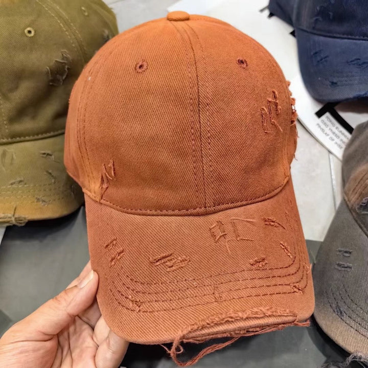Men's Distressed Denim Baseball Cap Bowlift
