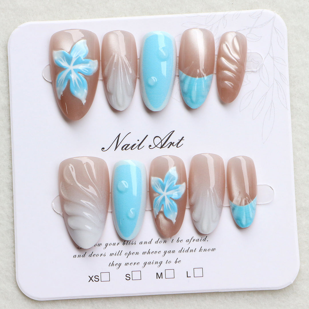 Tropical-Inspired Decorative Press-On Nail Art Bowlift