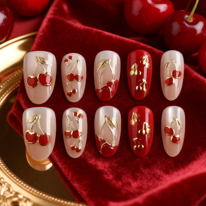 Artistic Cherry Blossom Press-On Nails Bowlift