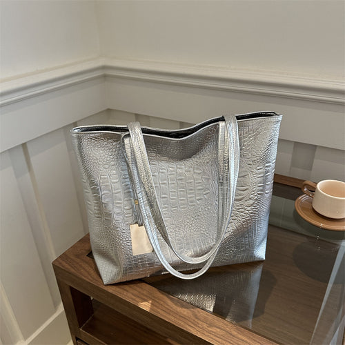 Textured Faux Leather Tote