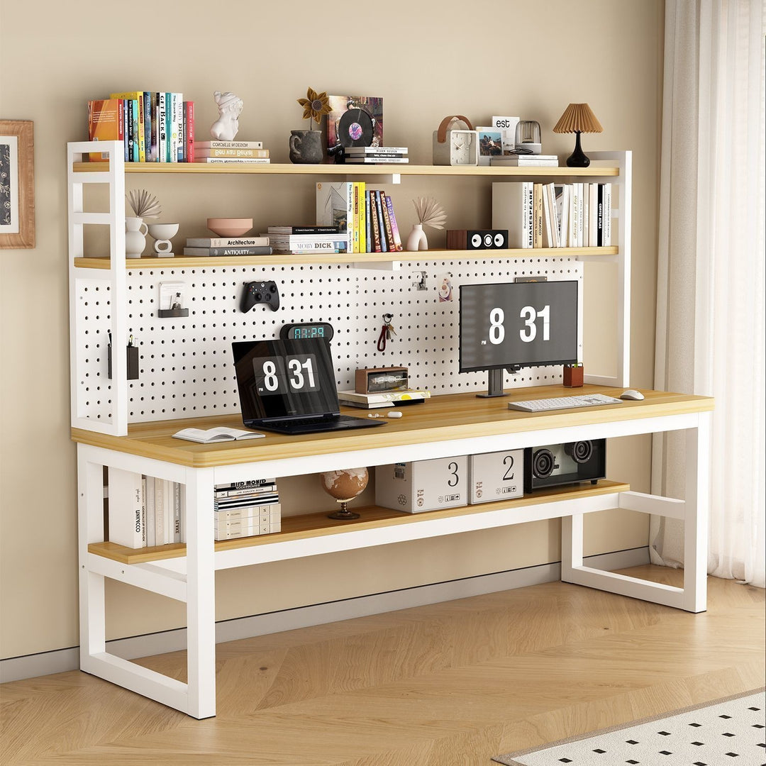 Multifunctional workspace with shelf Bowlift