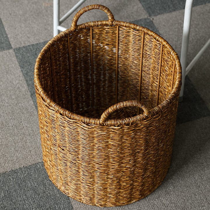 Round Woven Storage Basket with Durable Handles Bowlift