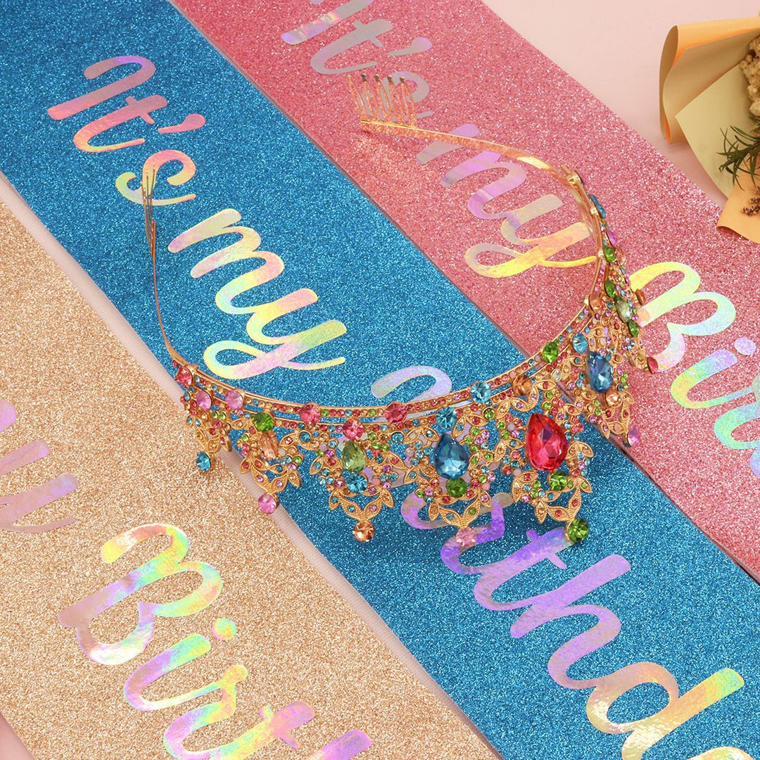 Ladies Festive Birthday Band with Glitter Design Bowlift