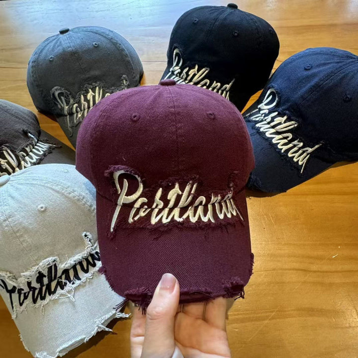 Unisex Distressed Cotton Baseball Cap Bowlift