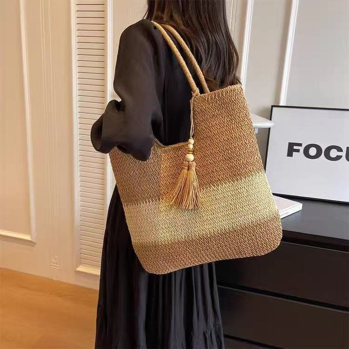 Woven Natural Material Crossbody Bag Bowlift