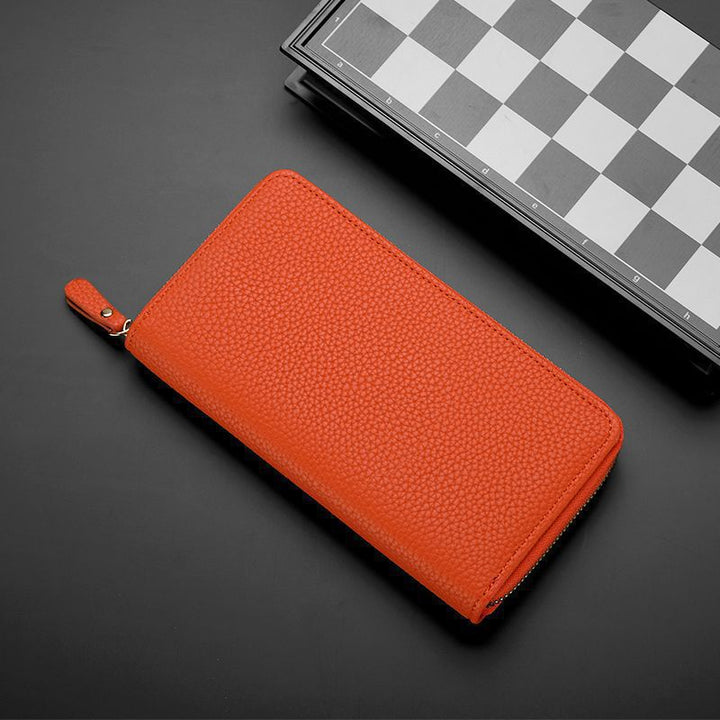 Textured Leather Zip-Around Wallet Bowlift