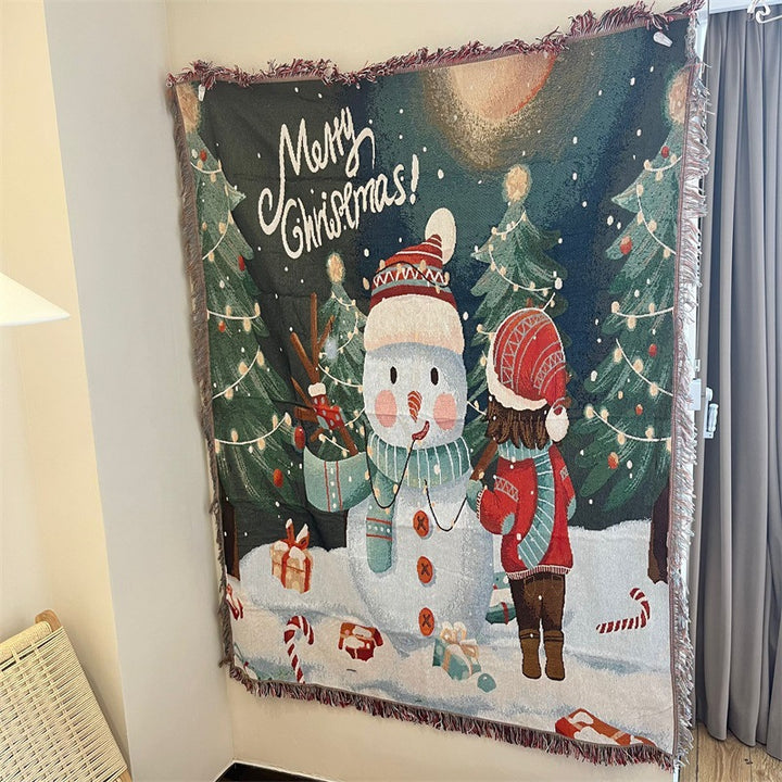 Cozy Holiday-Themed Tapestry Blanket