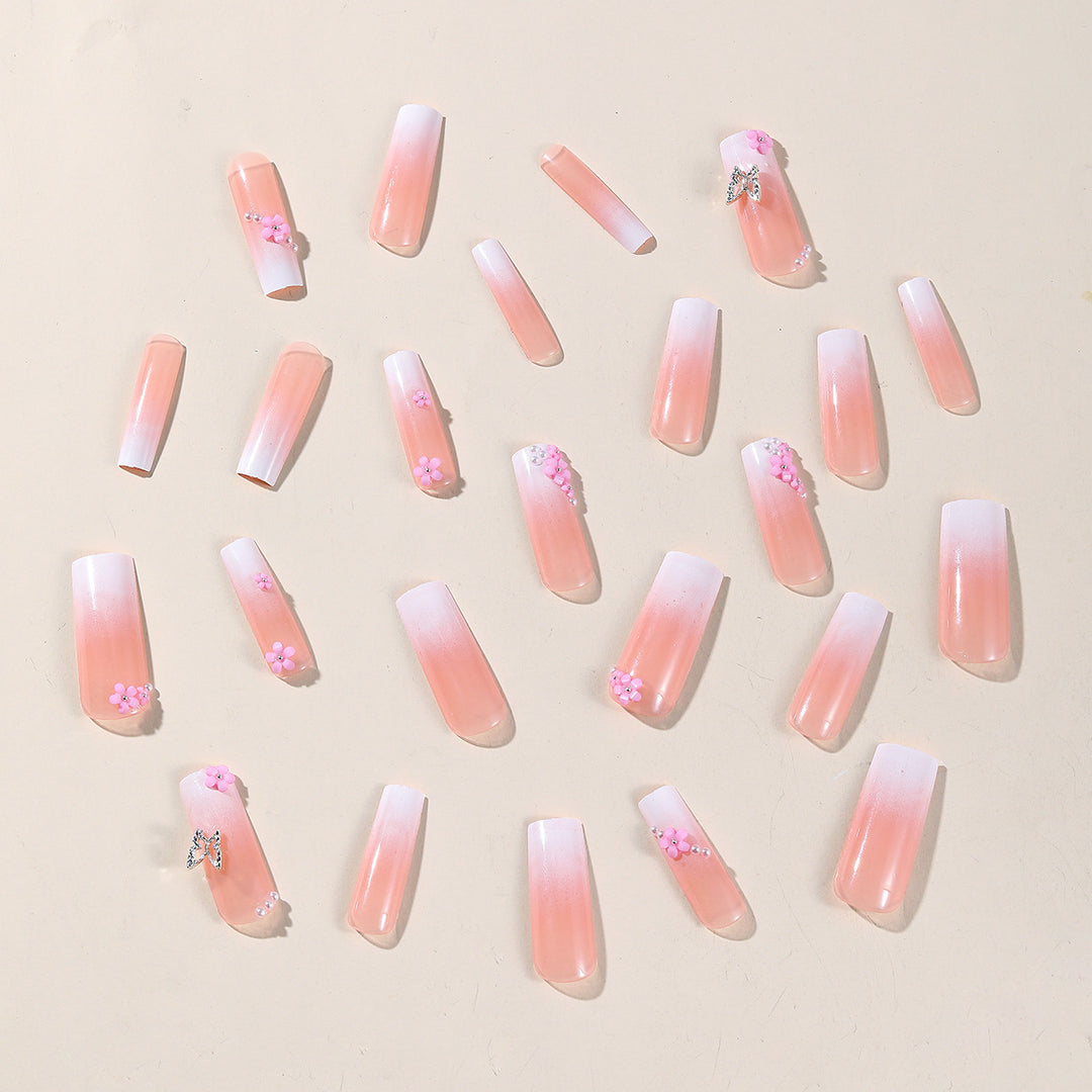 Floral Embellished Press-On Nail Art Bowlift