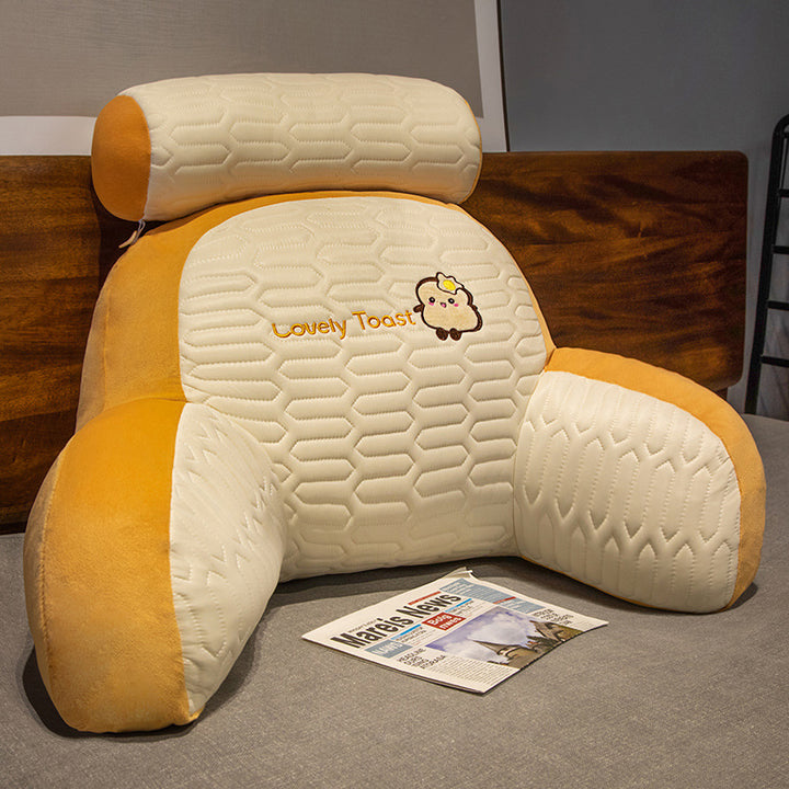 Plush back support pillow with toast design Bowlift