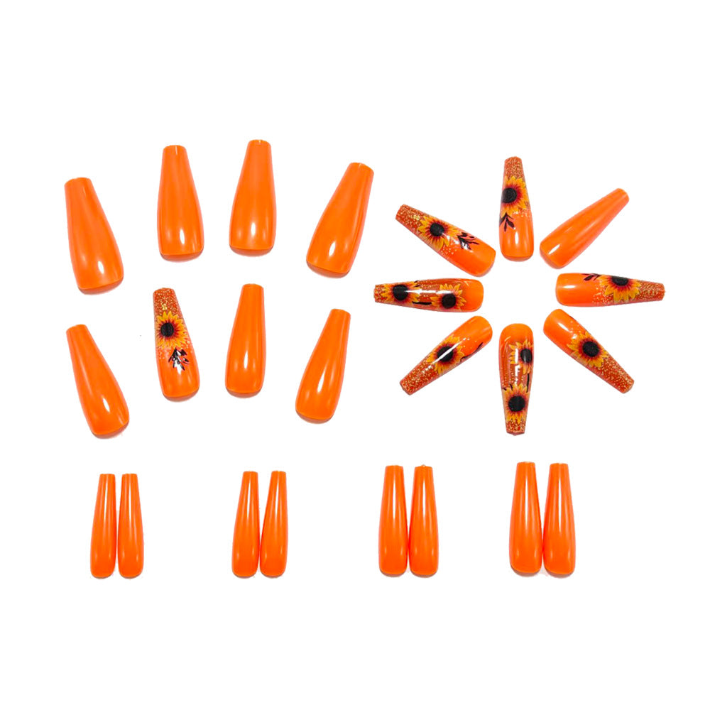 Artificial nails with Lively sunflower motif Bowlift