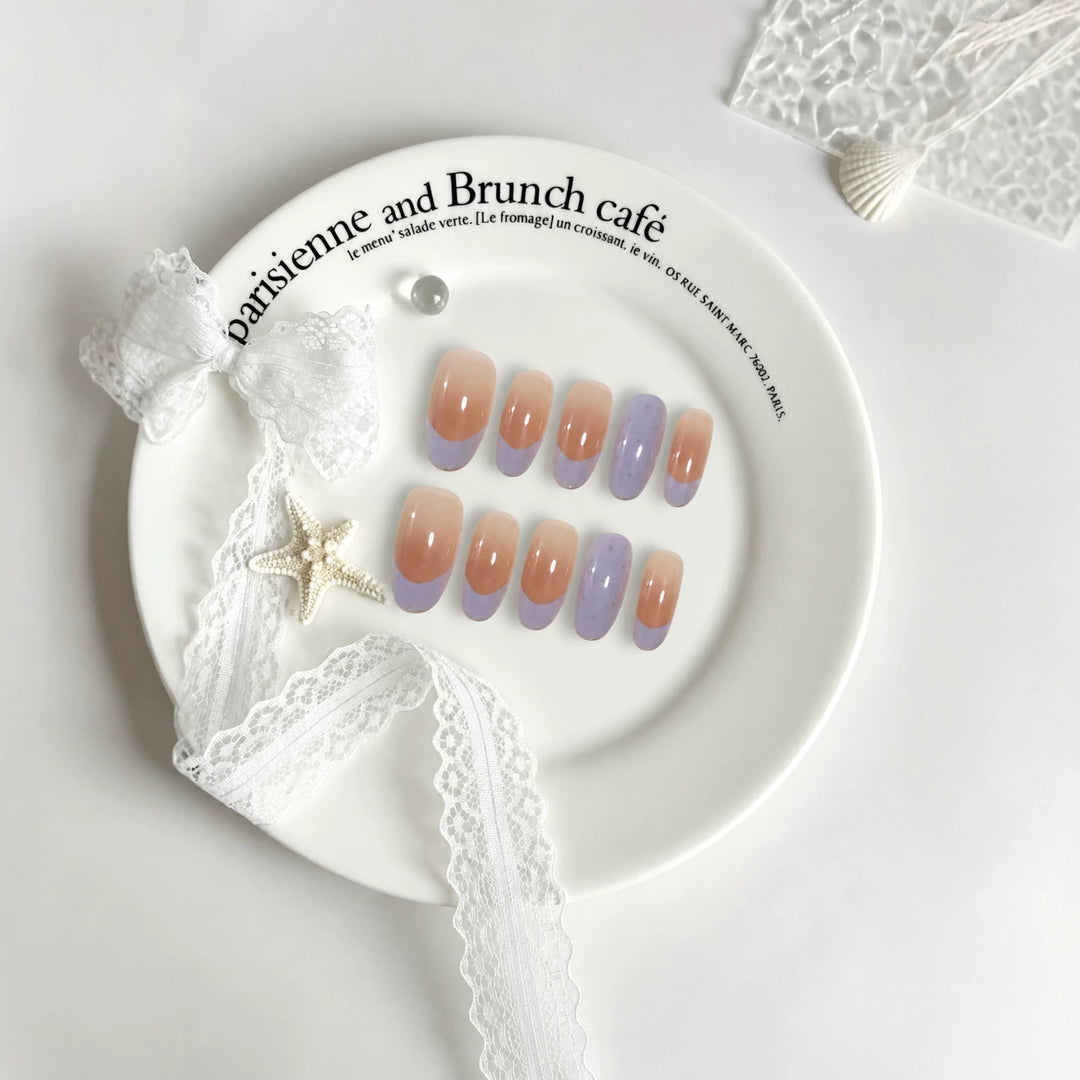 Elegant French Tip Press-On Nail Set Bowlift