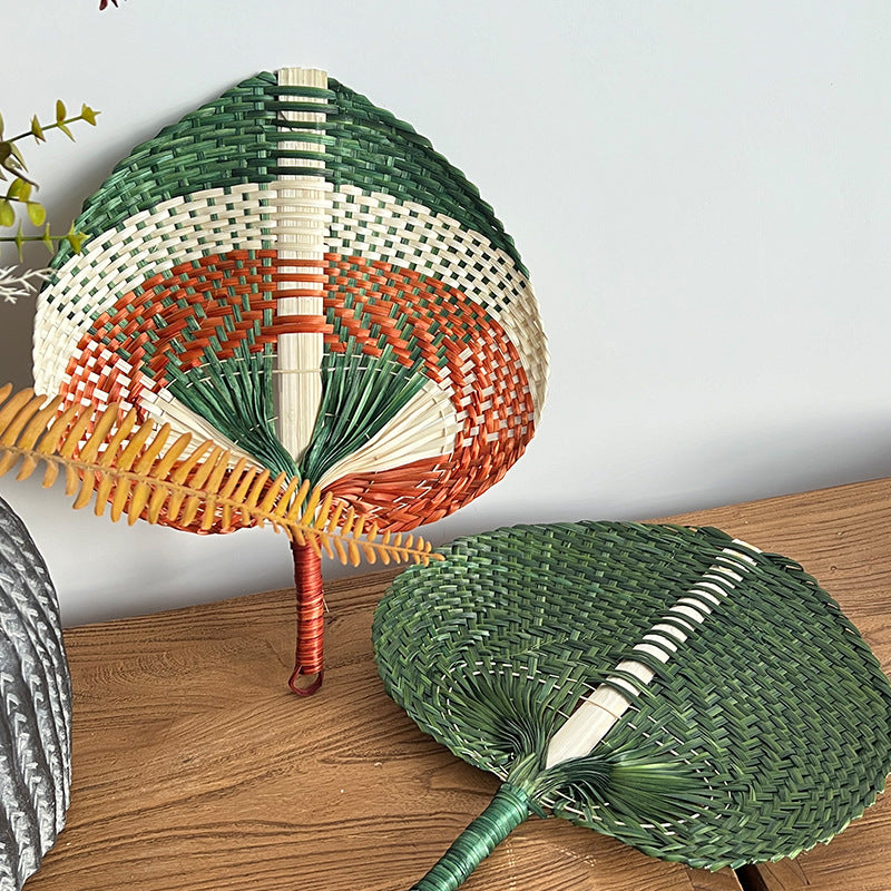 Women Hand-woven Fan made of natural material Bowlift