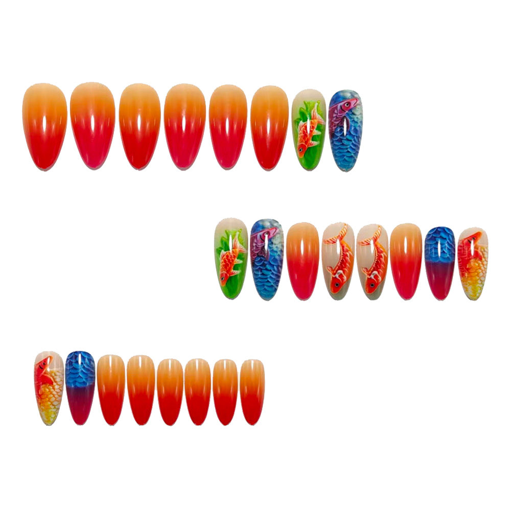 Artificial nails with 3D Koi fish design Bowlift
