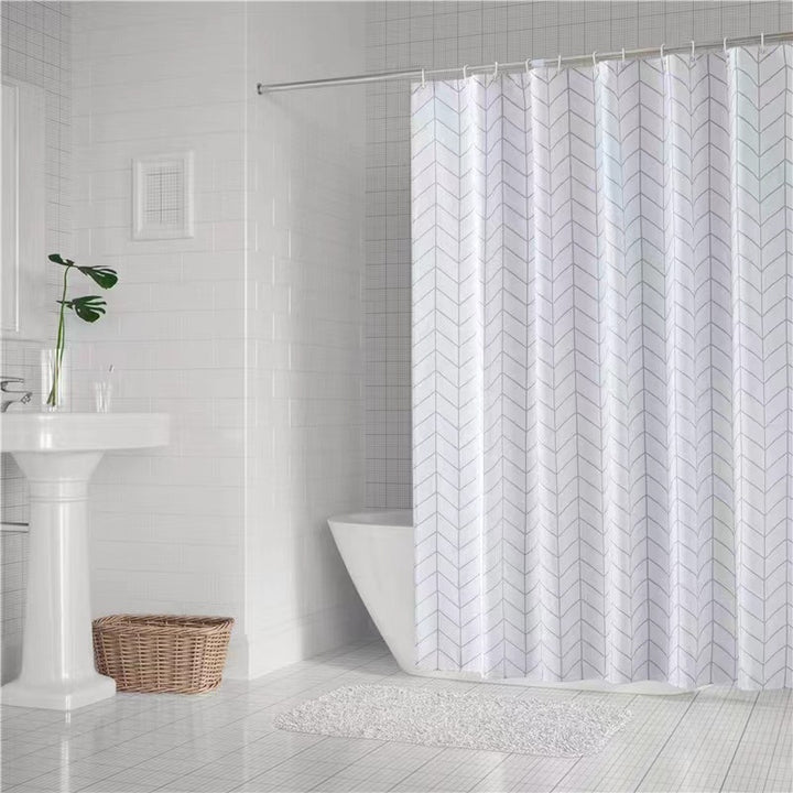 Chevron Patterned Fabric Shower Curtain Bowlift