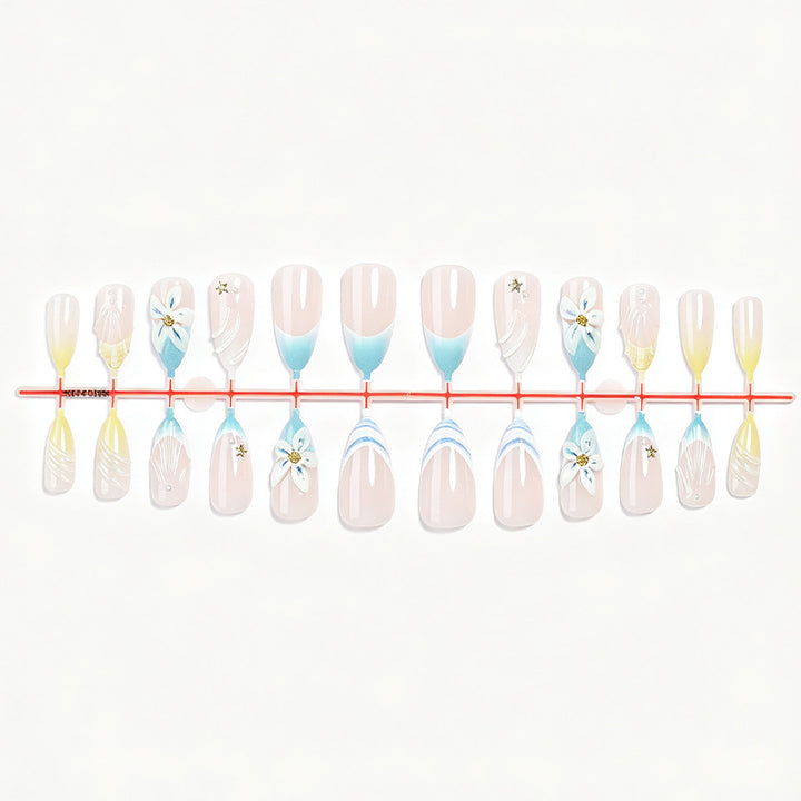 Premium Floral Art Press-On Nail Set Bowlift