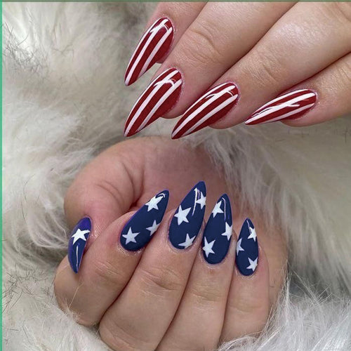 Patriotic Stiletto Press-On Nails Bowlift