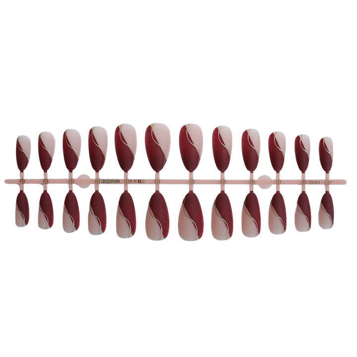 Stylish Press-On Nail Set with Elegant Curved Design Bowlift