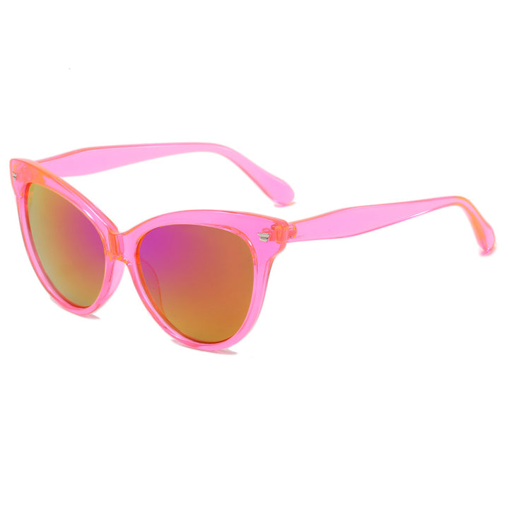 Ladies trendy cat-eye sunglasses with transparent frame and blue lenses Bowlift