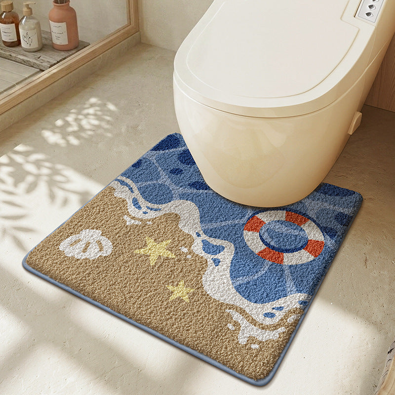 Ocean Wave Design Bath Mat Bowlift