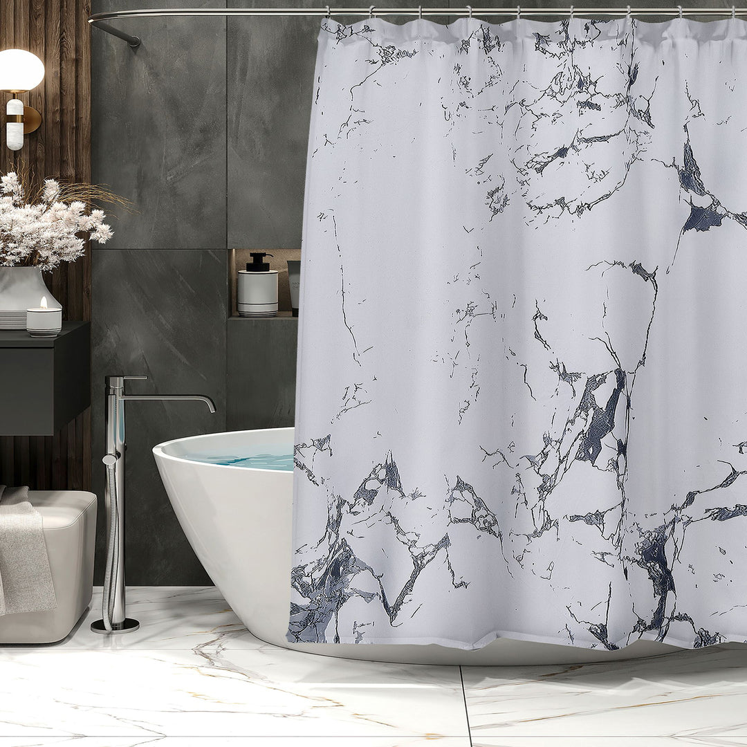 Marble Pattern Waterproof Shower Curtain Bowlift