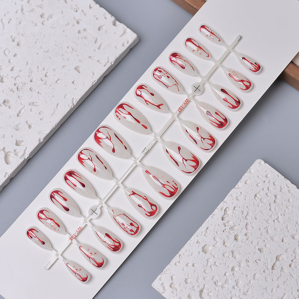 Artistic Abstract Blood-Splattered Press-On Nails Bowlift