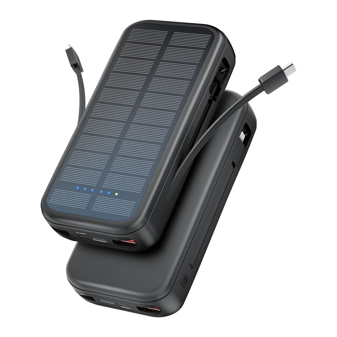 Solar Powerbank with Integrated Fast Charging Function and Usb-C Cable Bowlift