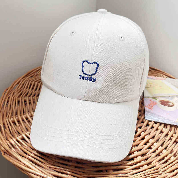 Women's Playful Teddy Bear Embroidered Baseball Cap Bowlift