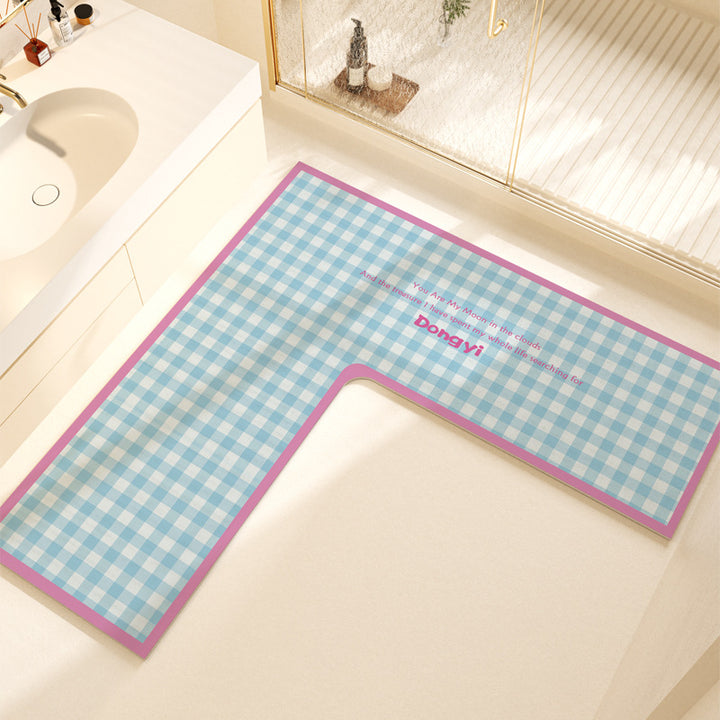 L-Shaped Soft Bath Mat Bowlift