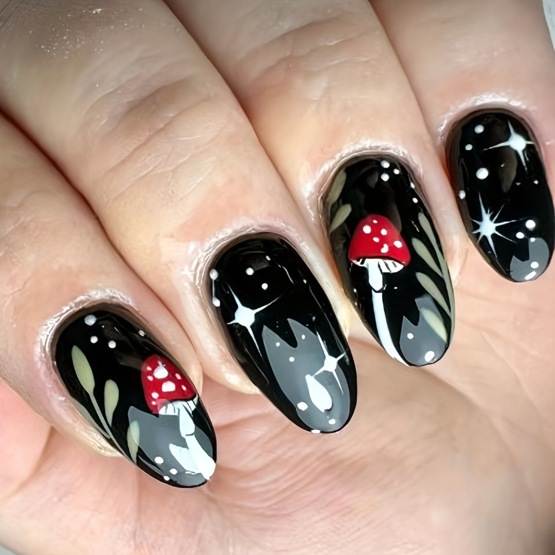 Artistic Mushroom Design Nail Art Bowlift