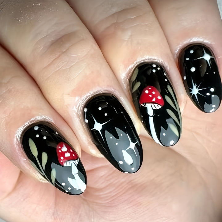 Artistic Mushroom Design Nail Art Bowlift