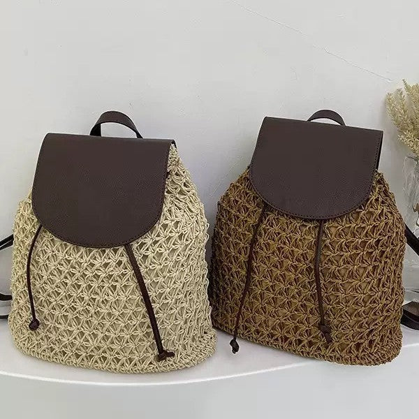 Braided shoulder bag with leather flap Bowlift