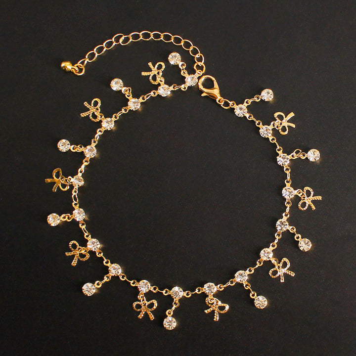 Delicate Crystal Charm Ankle Bracelet Bowlift