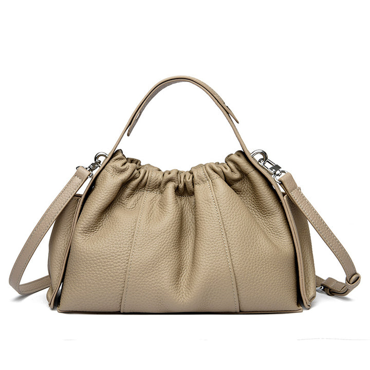 Textured Leather Drawstring Satchel Bowlift