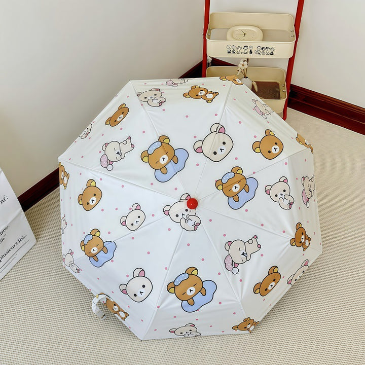 Women's Automatic Folding Umbrella with Cheerful Animal Designs Bowlift