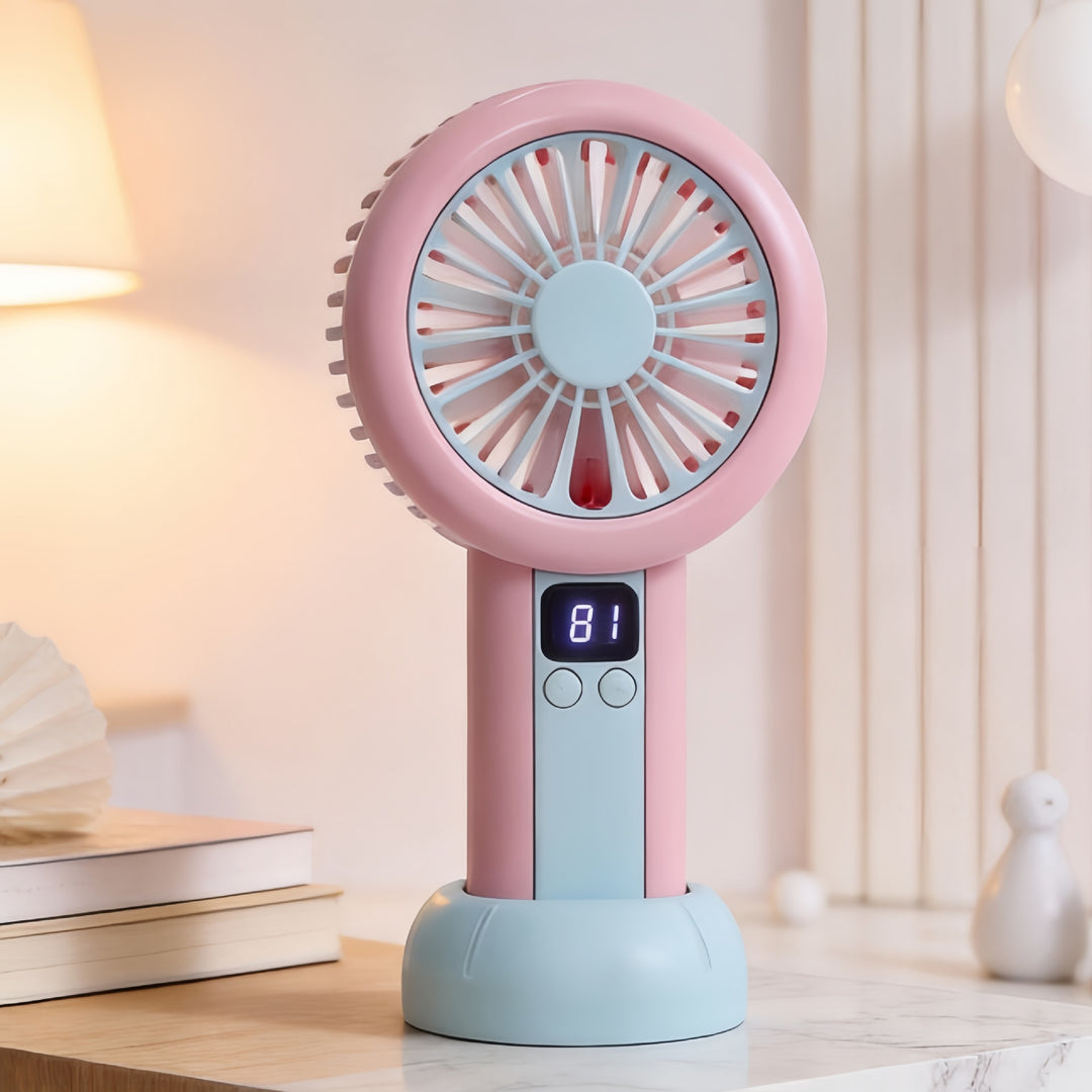 Ladies portable mini fan with LED display Bowlift