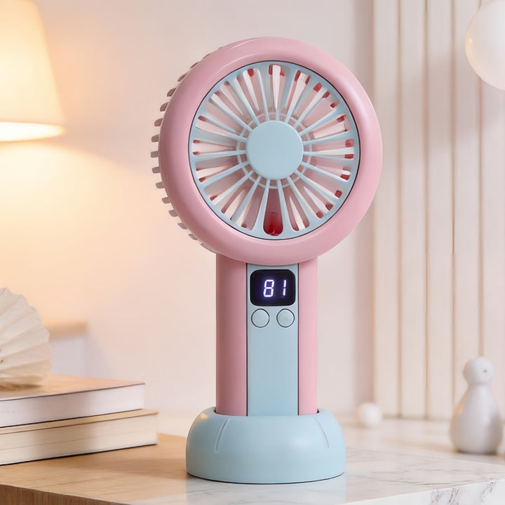 Ladies portable mini fan with LED display Bowlift