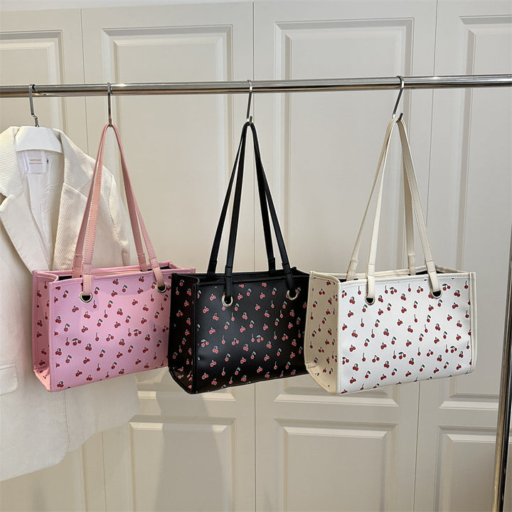 Playful Cherry Print Tote Bag Bowlift
