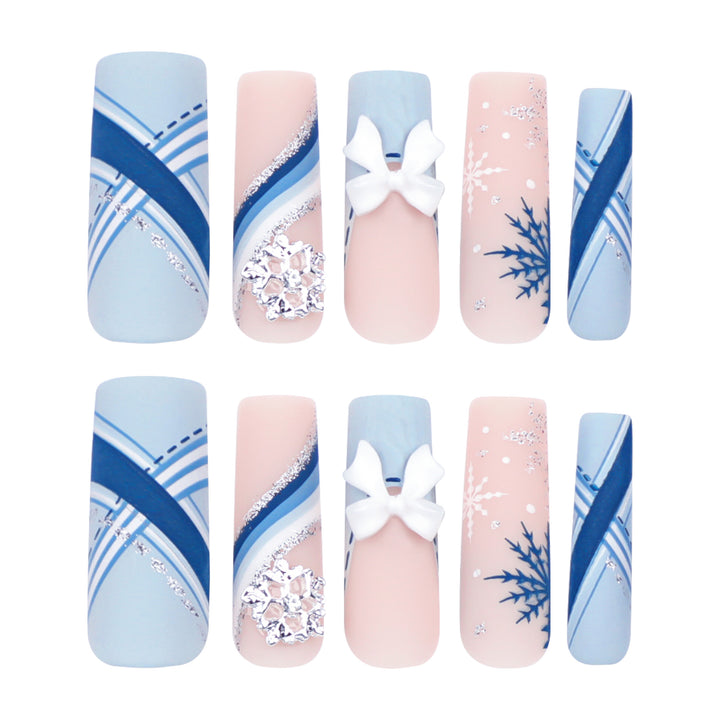 Premium Nail Extensions with Luxurious Winter Design Bowlift