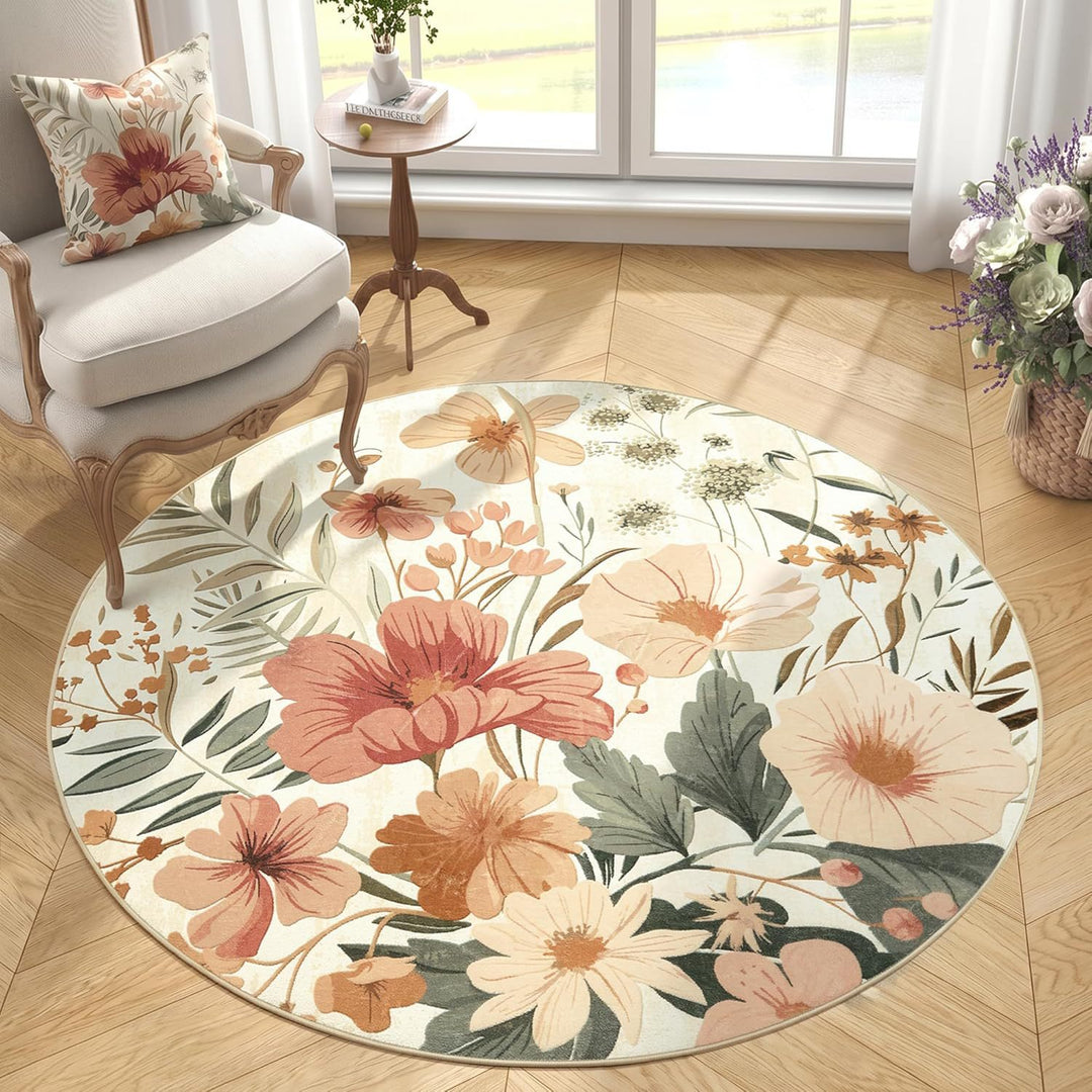 Flower print Round Rug