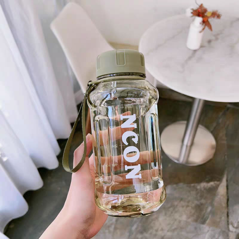 Women Transparent Drinking Bottle with Practical Carrying Handle Bowlift