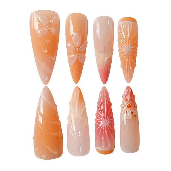 Artistic Floral Stiletto Nail Enhancements Bowlift